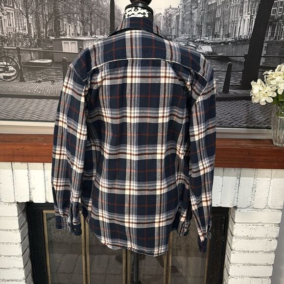 Carhartt Men’s Shirt Jacket Button Loose Fit Flannel Sherpa Plaid Blue Large - Picture 3 of 6